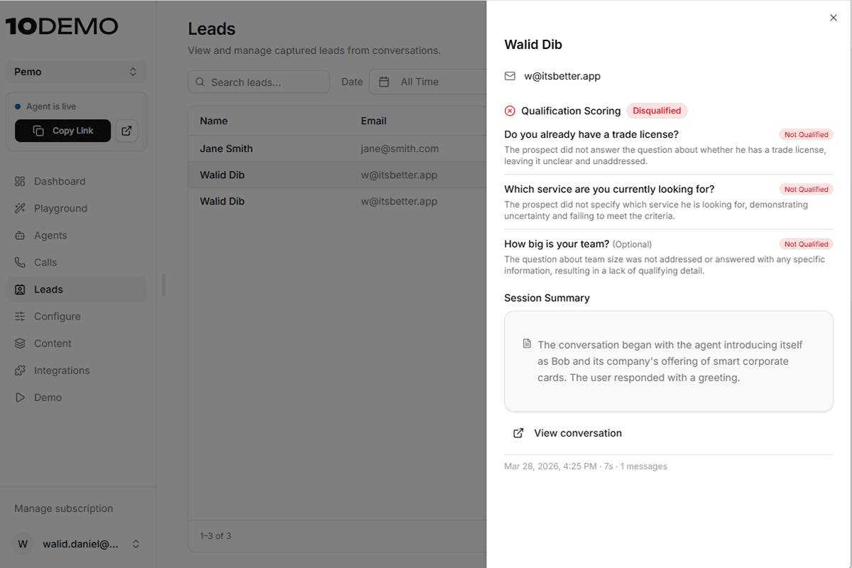 Qualified lead notification in Slack